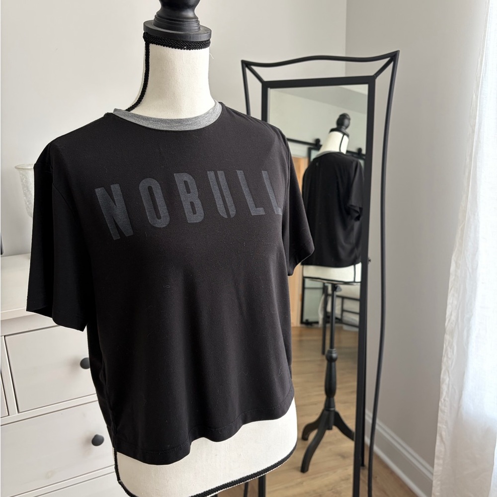 NOBULL Black Cropped Tee with Gray Trim